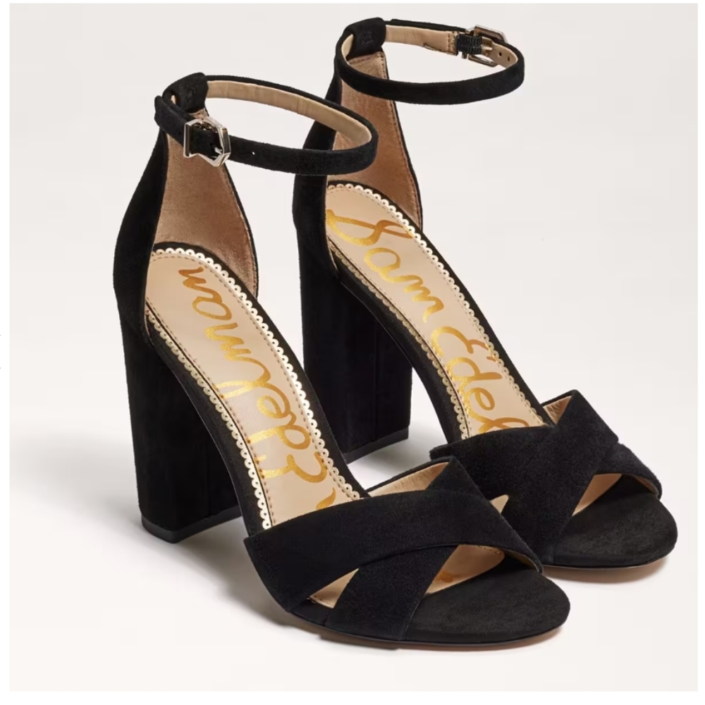 Sam Edelman Black Yancy Heel Sandal Size 8